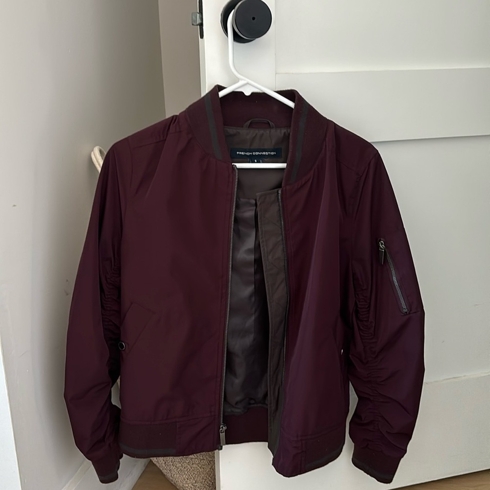 French Connection Dark Maroon Bomber